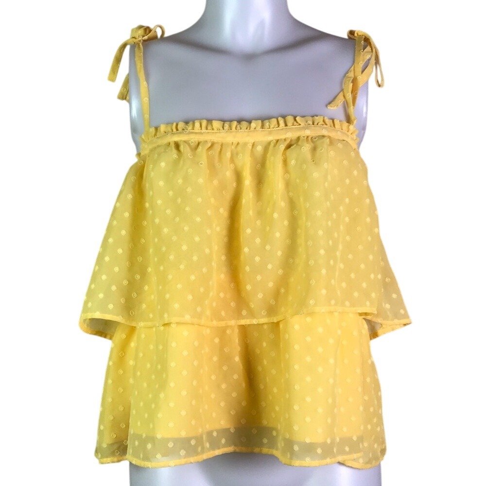 NY& CO 7th AVE YELLOW TWO TIERED TIE STRAP TANK